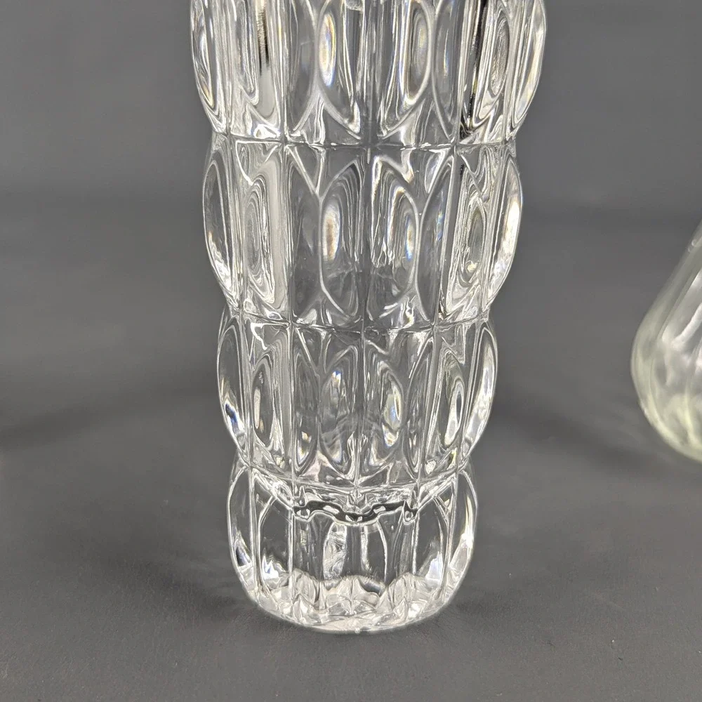 Vintage Clear Glass Bud Vases Set 3 Ribbed Swirl Thumbprint 5 to 6 Inch